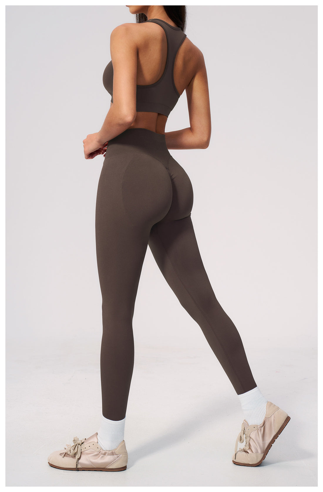 Women's High-Stretch Sculpt Fitness Set – V-Neck Racerback Bra & Leggings