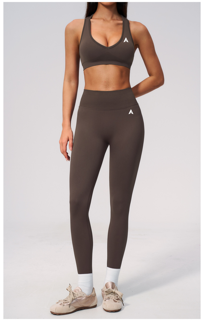Women's High-Stretch Sculpt Fitness Set – V-Neck Racerback Bra & Leggings
